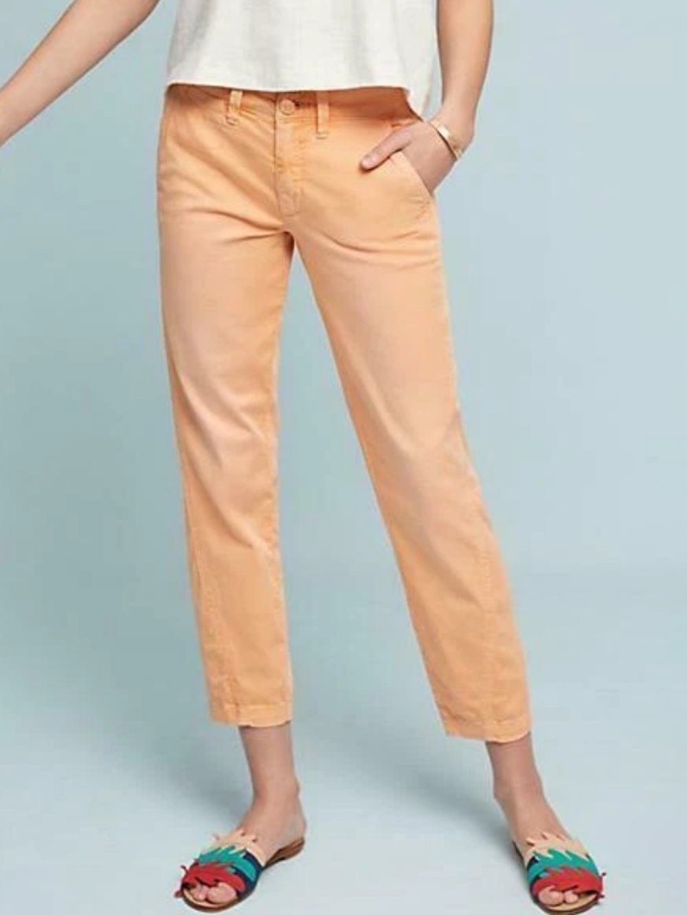 Anthropologie Chino Relaxed Pant Womens Peach Casual Pants Size 29 New